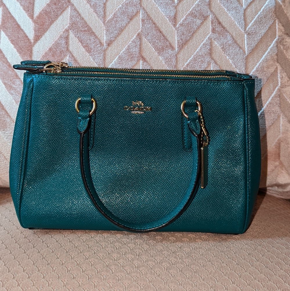 Coach Small Satchel with handles Dark Teal